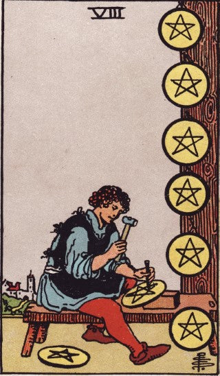 Eight of Pentacles tarot card meaning