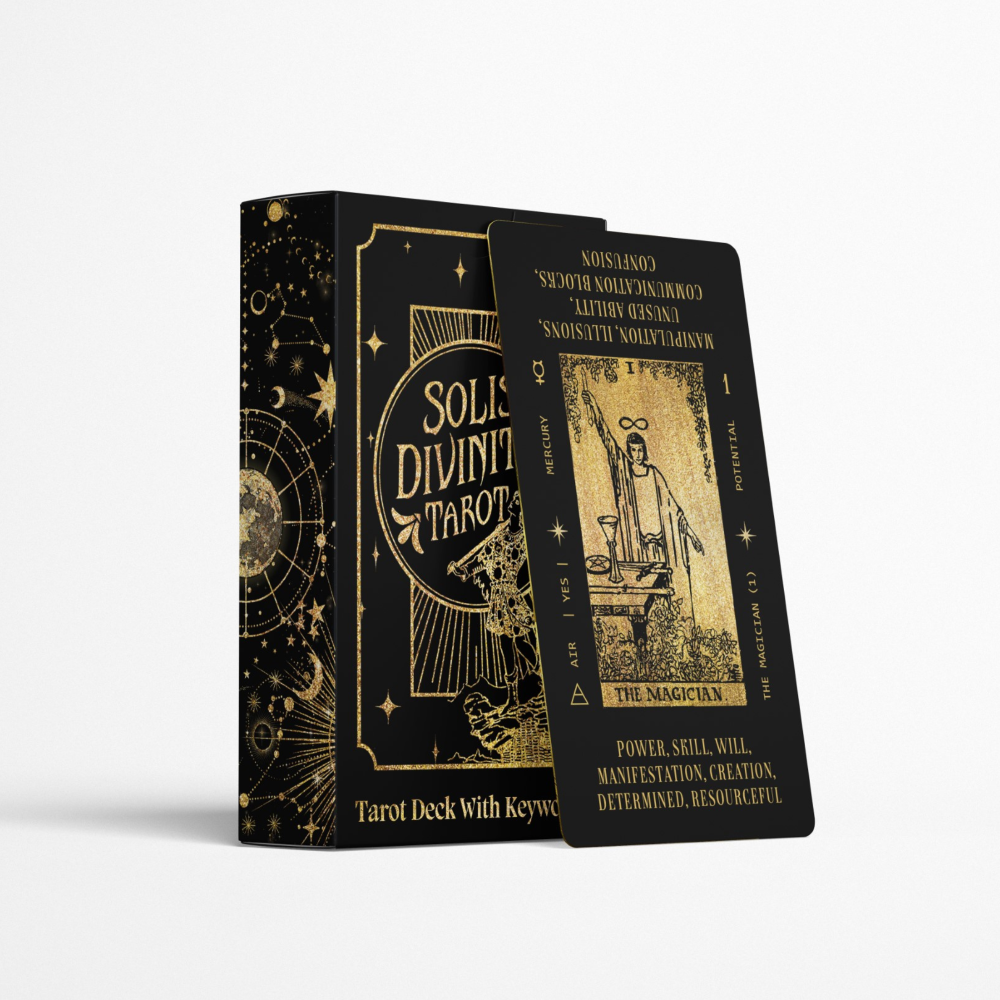 black and gold tarot deck with the magician tarot card meaning