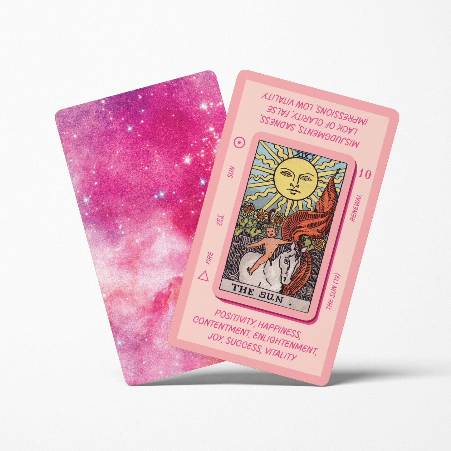 pink tarot deck with the sun card meaning