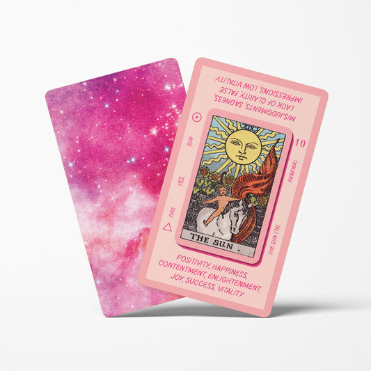 pink tarot deck with the sun card meaning