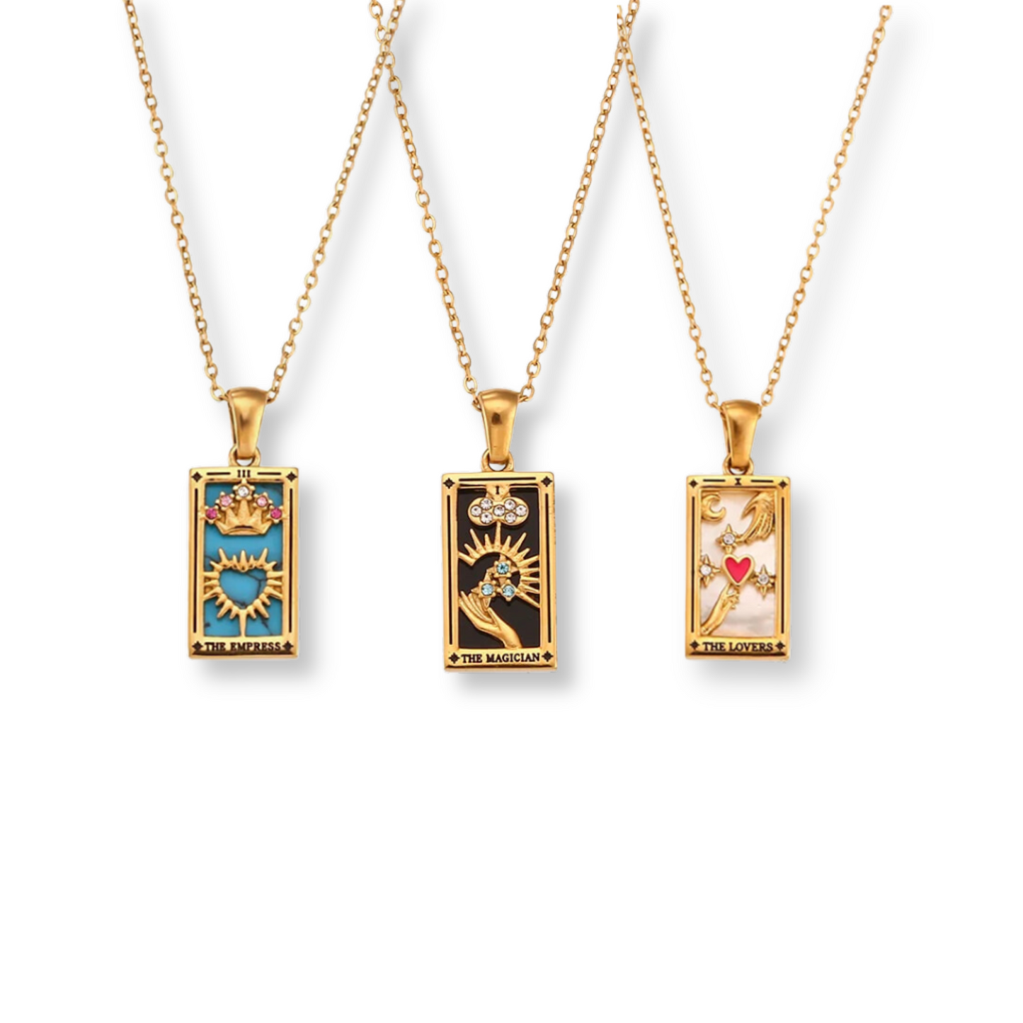 18kt gold tarot card necklace