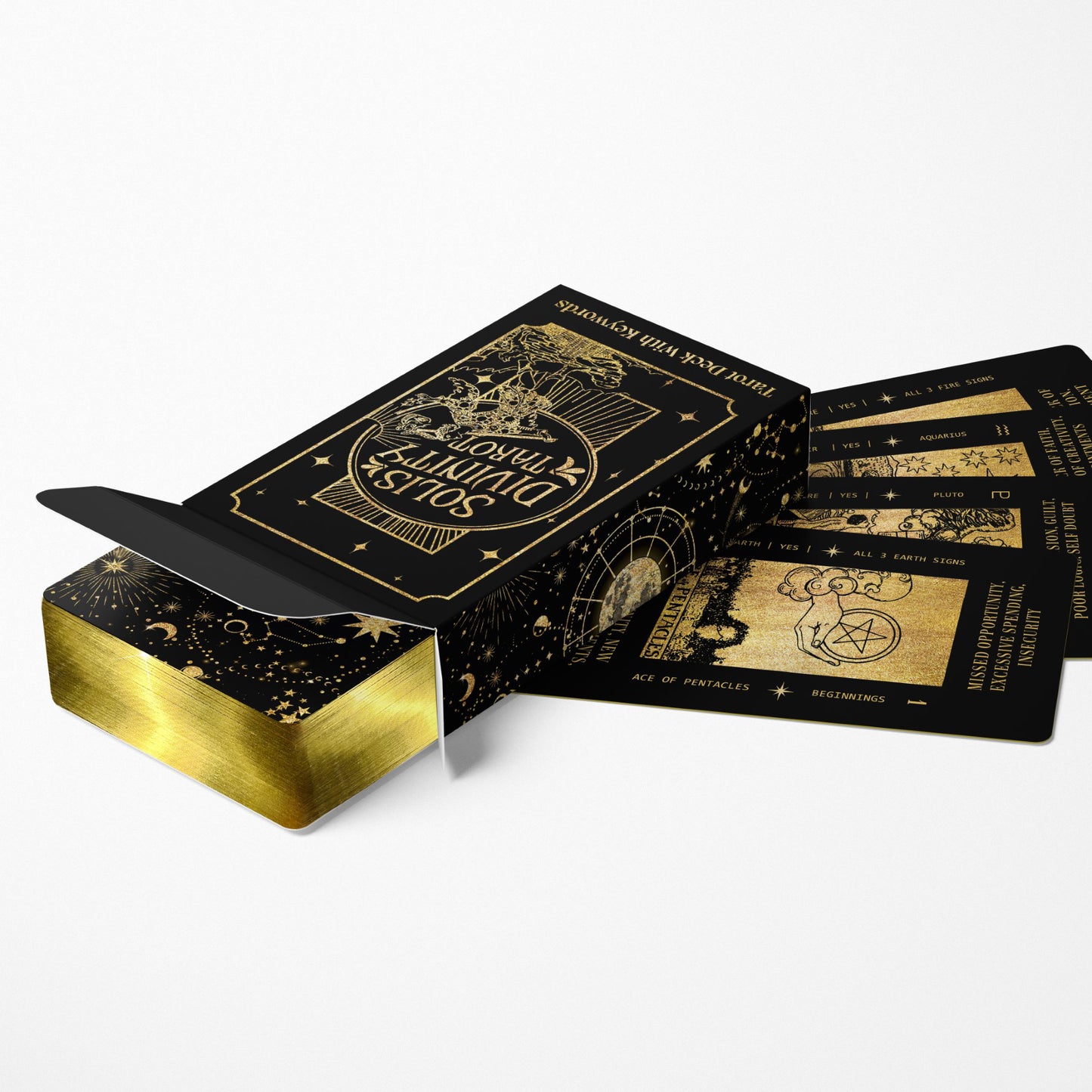 gold foil black and gold tarot cards