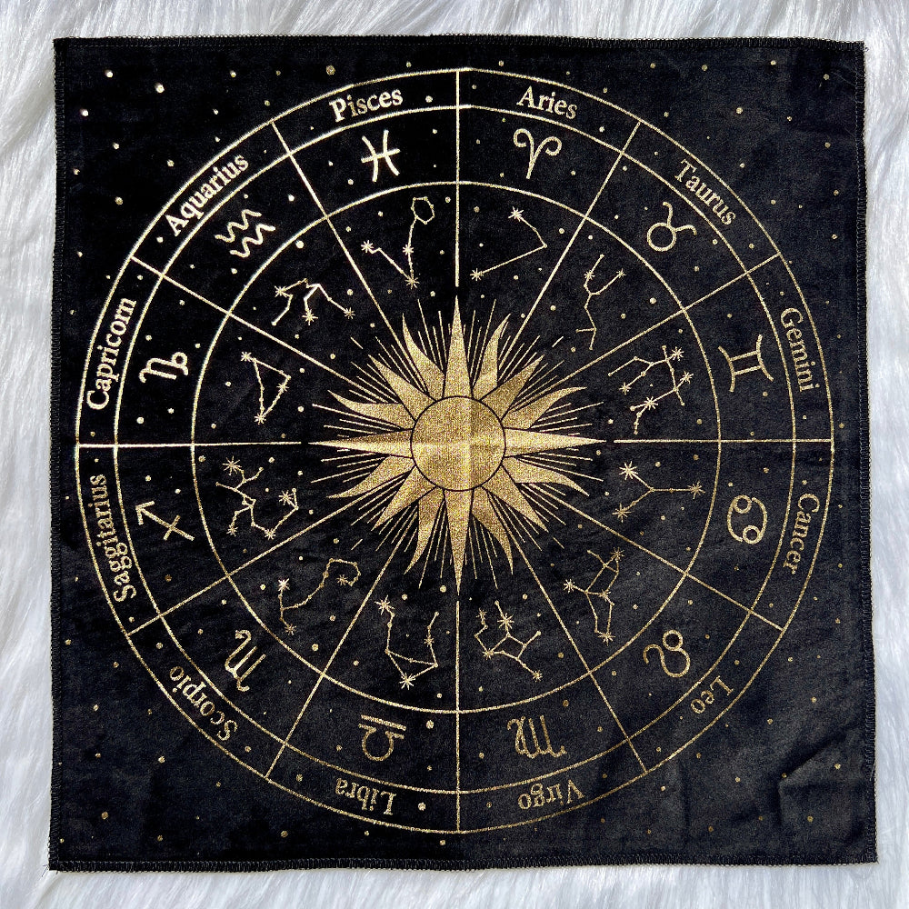 black velvet and gold tarot card cloth