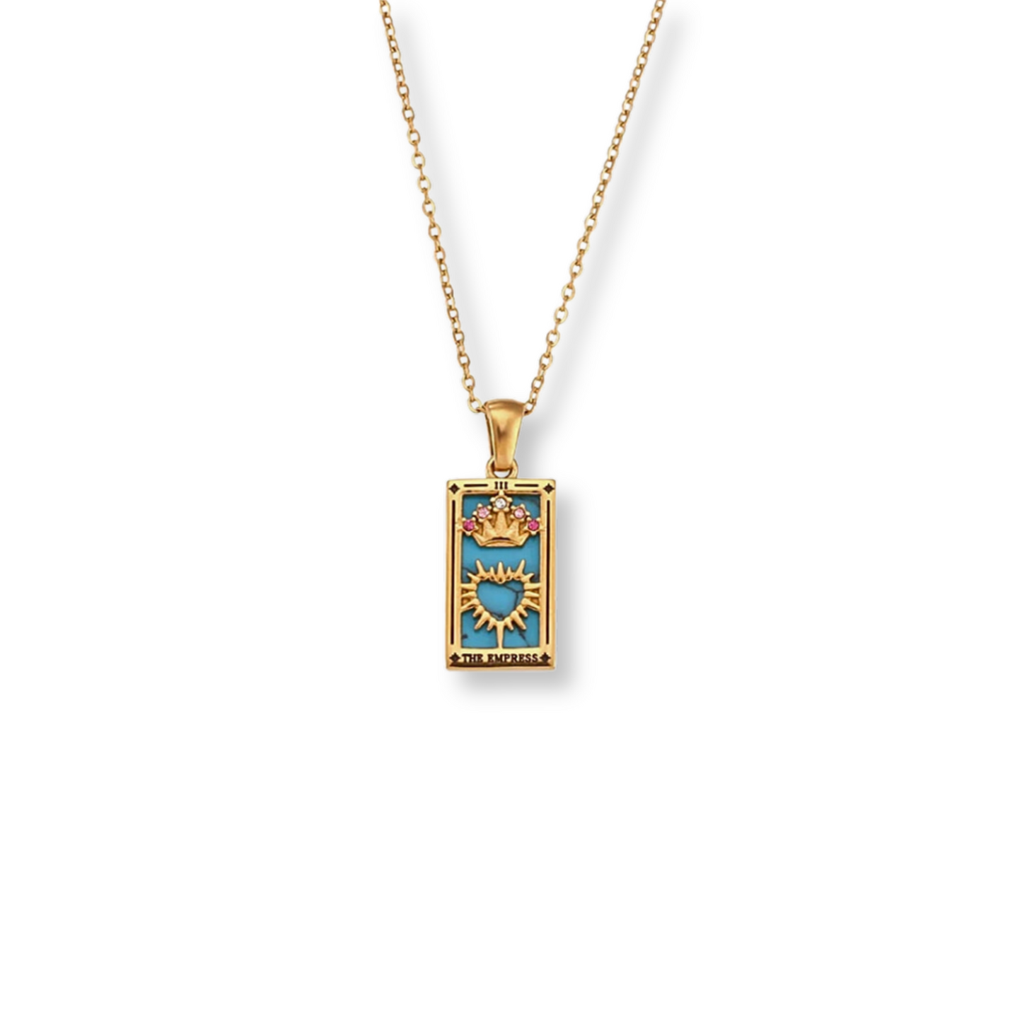 18kt gold the empress tarot card necklace