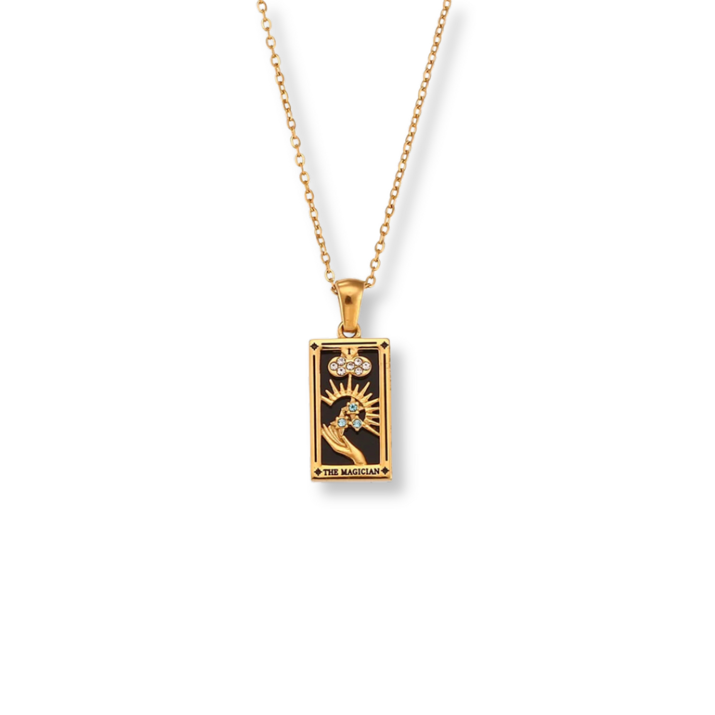 18kt gold the magician tarot card necklace