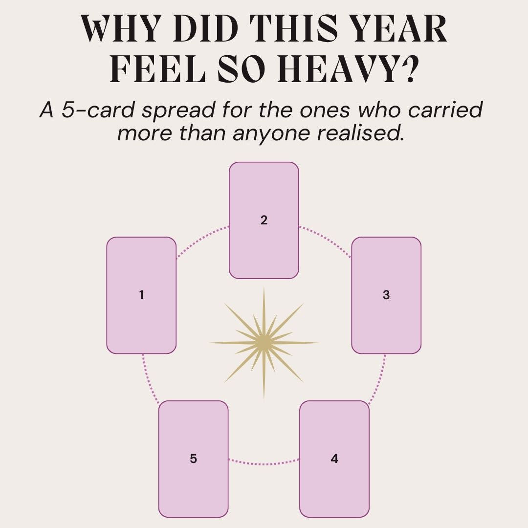 a 5 card tarot spread for why did this year feel so heavy a reflection spread